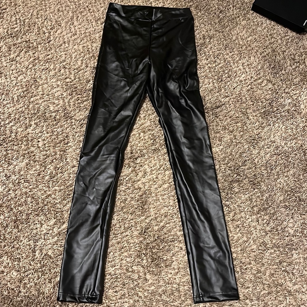 Black pleather leggings